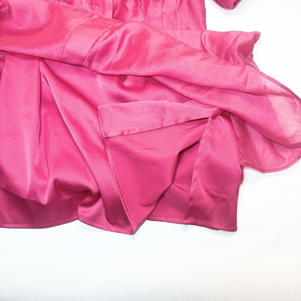 TUCKERNUCK Raspberry Organza Delaney Midi Dress Size XS Puff Sleeves Tailored - Picture 9 of 16